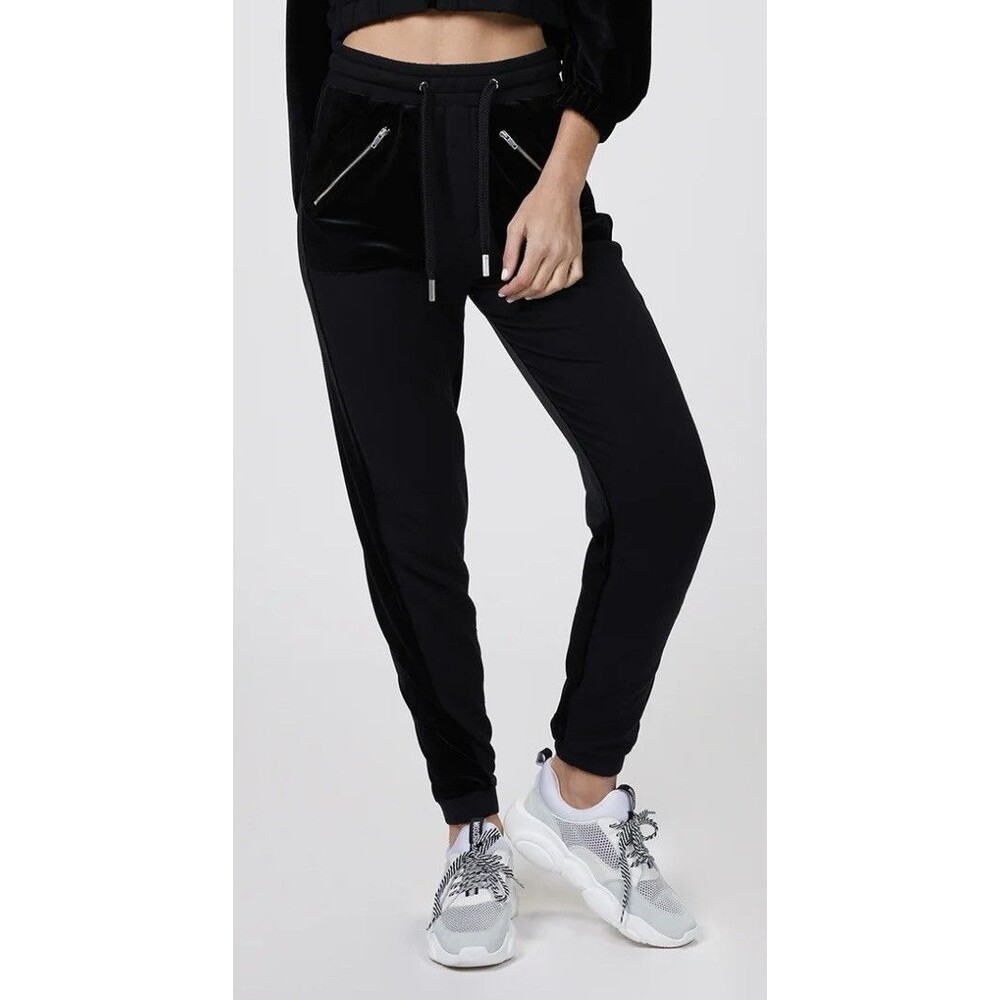 NWT KOOPLES X SPORT Dual Fabric Cargo Jogger Sweatpants Black Velvet Pants S 1
